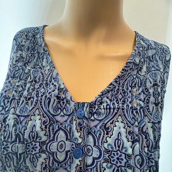 Coldwater Creek Women's Blue Paisley V-Neck Blouse - Size PM - Picture 4 of 10
